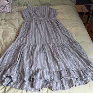 Toad&Co Light Blue and White Striped Sleeveless Maxi